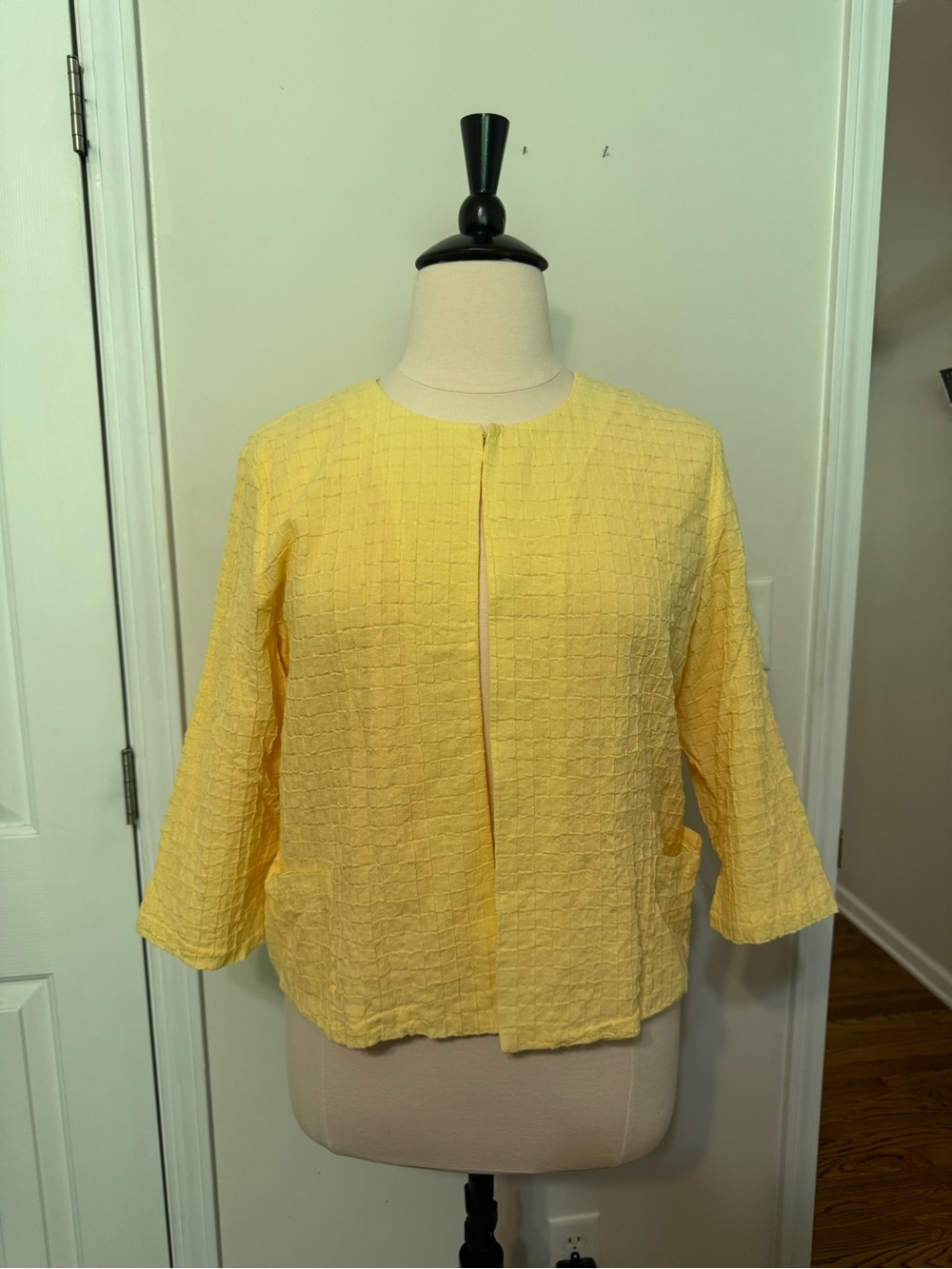 Chico's Sunlit Yellow Textured Open-Front Jacket